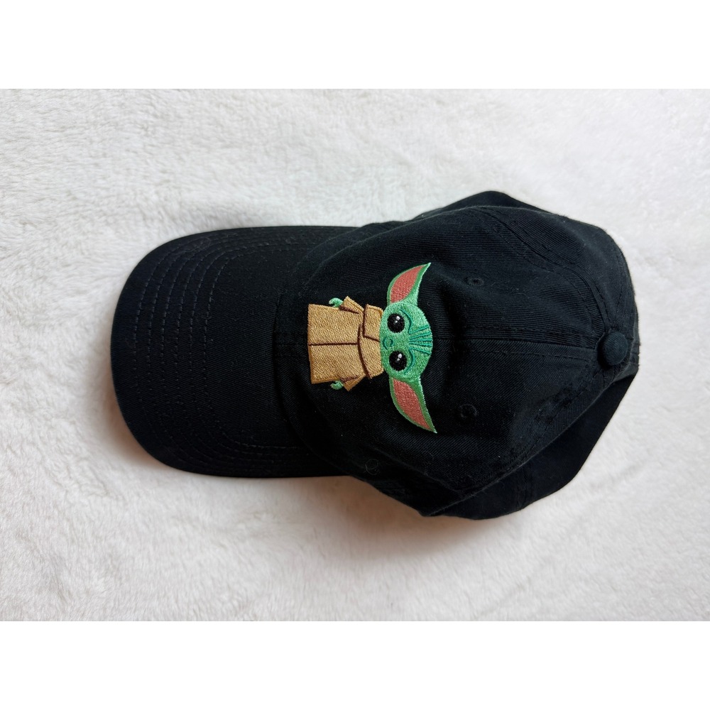 Star Wars Grogu Embroidered Black Adjustable Strapback Hat One Size Fits Most